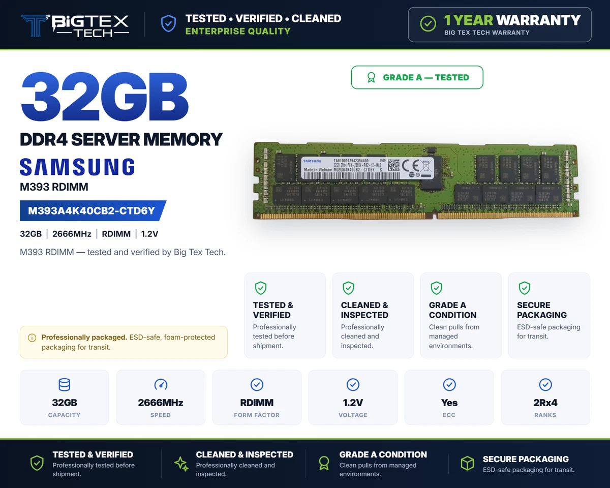 25+ Samsung RDIMM DDR4 SDRAM Memory (RAM) for sale | Updated Oct 2026