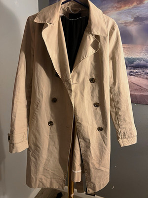 Banana Republic Beige Belted Trench Coat M Tall Long Notch Collar