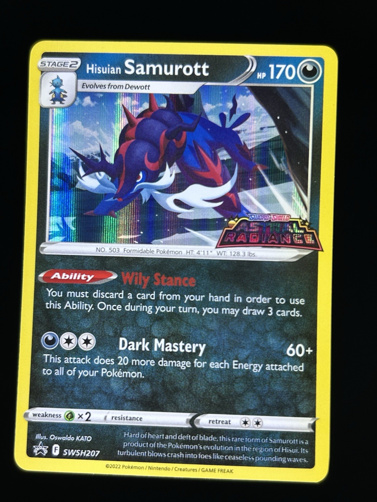 Hisuian Samurott SWSH207 Pre Release Stamped Black Star Promo Pokemon TCG NM