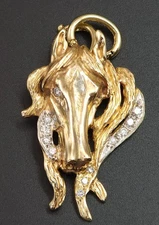 Custom made 14K GOLD Horse Head Pendant Slide Diamond Eyes & Mane Enhancer 10g