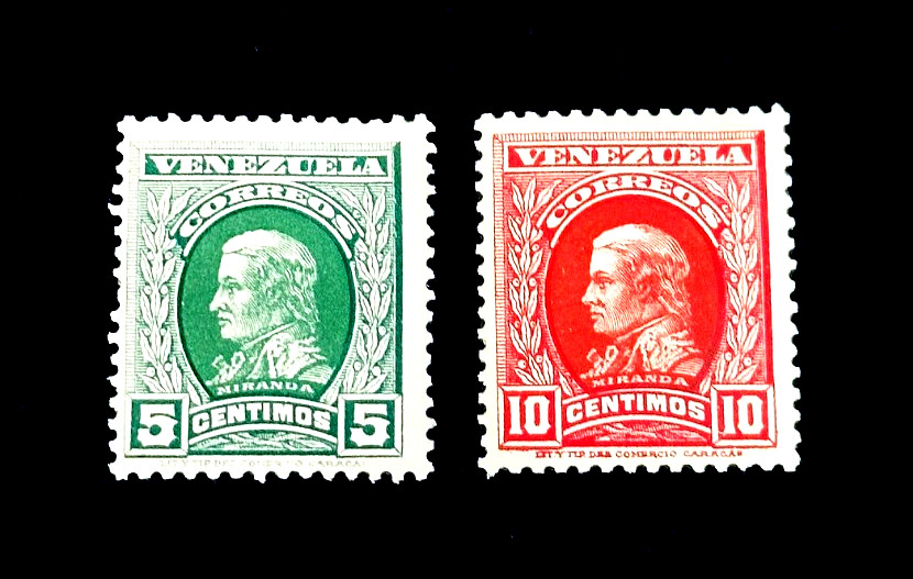 VENEZUELA Stamp Lot - 1911 Miranda Independence Heroes Sn 250,251 MLH r39