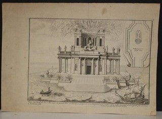 VERSAILLES NEPTUNE'S PAVILLON PARIS FRANCE 1680ca LE BLOND UNUSUAL ANTIQUE VIEW