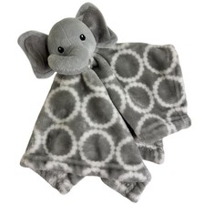HB Hudson Elephant Gray Plush w White Circles Baby Security Blanket Lovey 14"