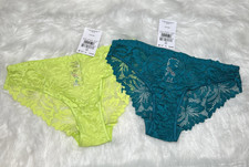 NEXT SET   HIGH LEG LACE KNICKERS   2 PCS   UK6   GREEN/ BLUE