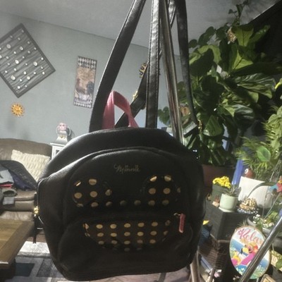 Danielle Nicole Minnie Mouse Small Black Backpack Gold Polka Dots Pink Zipper