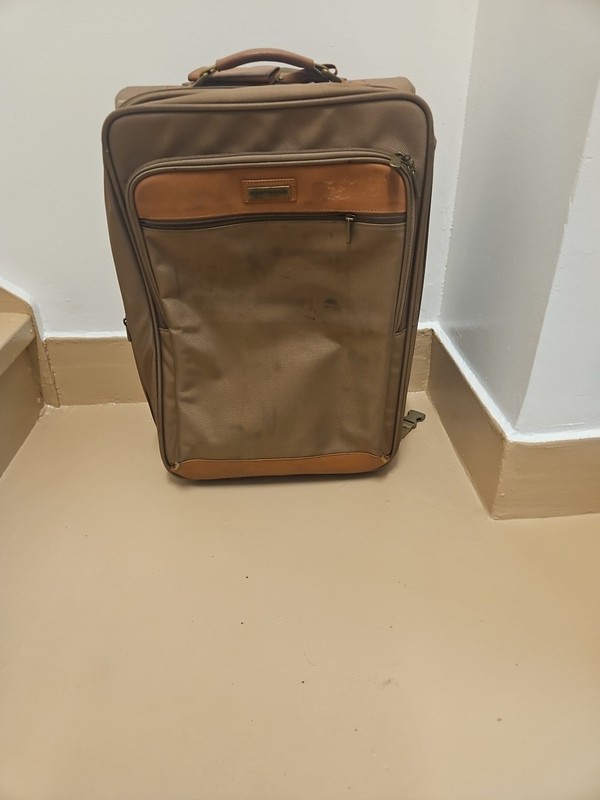 Hartmann Gold Woven Nylon/Leather INTENSITY Carry-on Rolling Suitcase Luggage