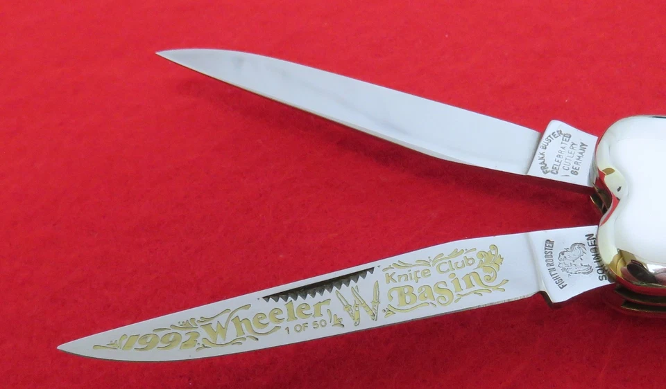 Cuchillo Fightn Rooster ALEMANIA 1992 Wheeler Basin STAG ¡Rata almizclera espalda con espalda! Sin precio base Foto 2 de 4