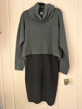 Taylor Women’s Cowl Neck Oversized Sweater Dress In Gray And Black SzM