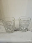 2 VINTAGE ANCHOR HOCKING WEXFORD LOWBALL Old Fashioned Whiskey Glasses 3 5/8”