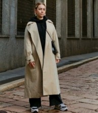 Uniqlo Womens Classic Trench Coat Minimalist Casual Refined Tan Size XS