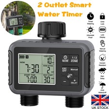 Water Timer 2 Outlets, Automatic Irrigation Timer for Garden, Yard, Lawn UK
