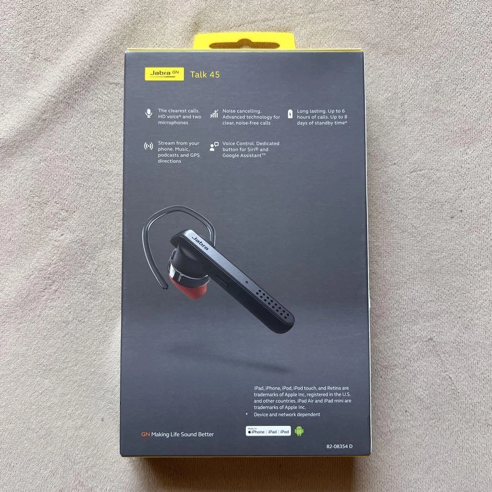 Jabra Talk 45 Bluetooth Headset Silver HD Voice Noise Cancel Hands-Fre - Image 2 of 2
