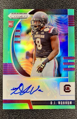 2020 Panini Prizm Draft Picks Lime Green Prizm Auto /125 D.J. Wonnum #242 RC