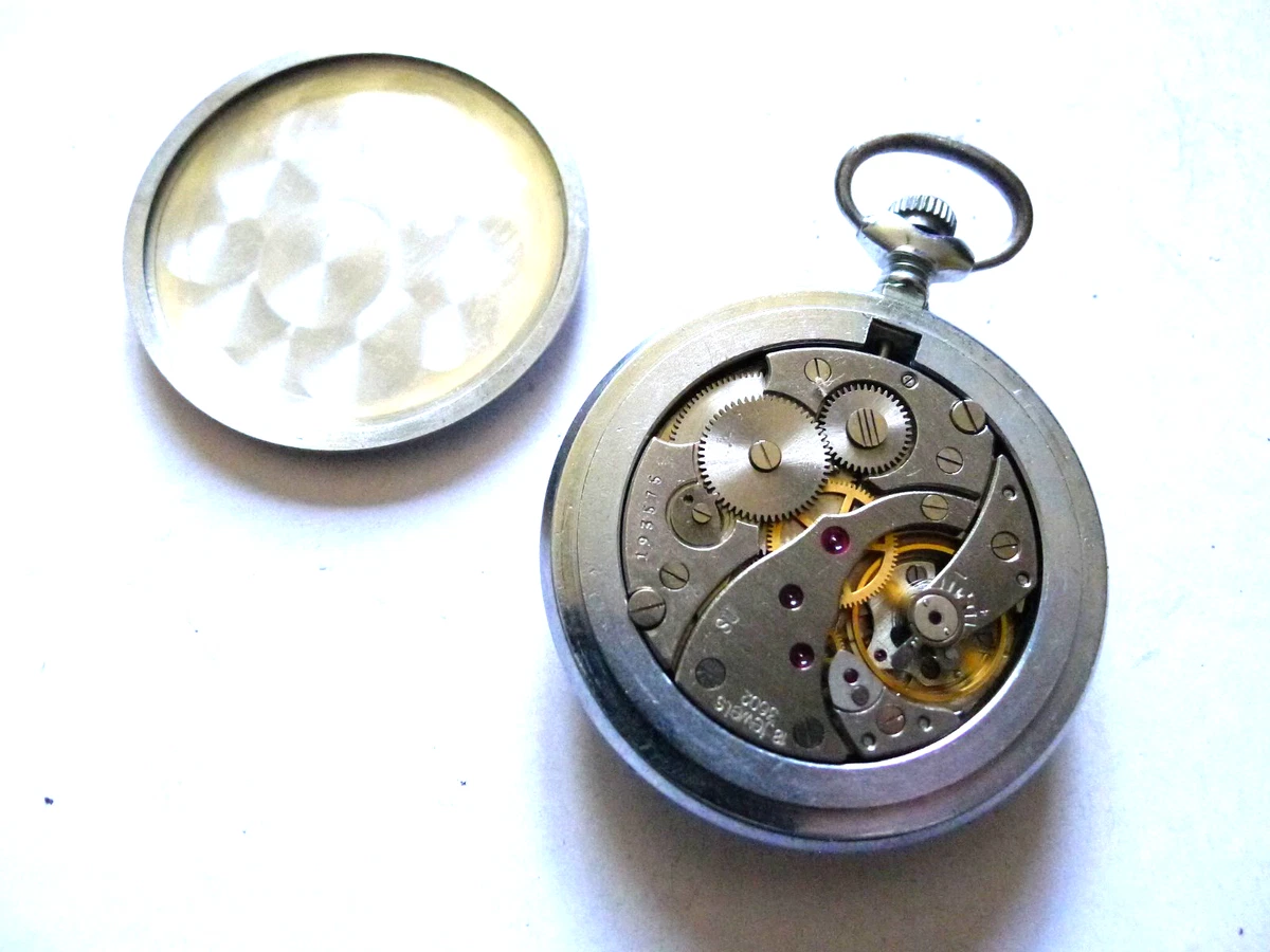 Reloj Bolsillo Cazador Sekonda 18 Joyas Cromado.. 50mm. Funcionando.. GWC