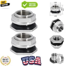 1" Female Bulkhead Water Tank Connector Stainless Steel Thru-bulk Fitting Pac...