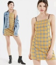 Urban Outfitters Plaid Mini Dress Size S Yellow Academia Checkered Clueless