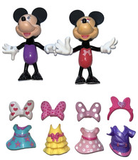 2 Disney Minnie Mouse Dress Up - Snap N Style Dolls Dresses Hair Bows Headband