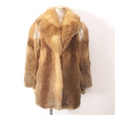 Vintage Real Red Fox Fur Coat Jacket Women Soft Fluffy XS