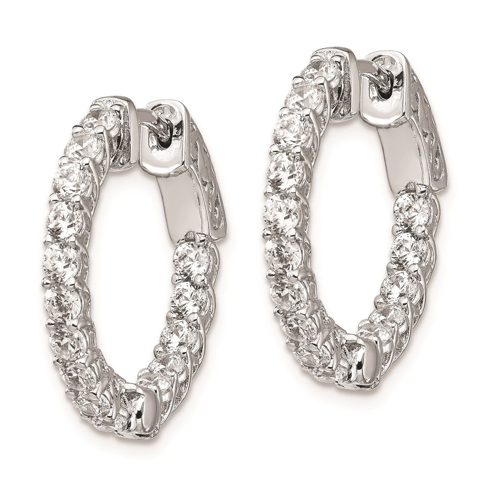 Sterling Silver 2.3mm Cubic Zirconia In & Out Round Hinged