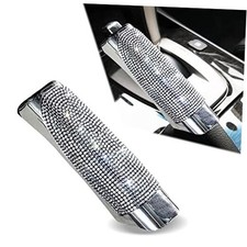 Pack-1 Bling Car Handbrake Cover, Diamond Studded Car Shift Gear 1 PC White