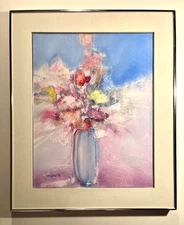 1984 Original Acrylic on Paper Painting by James VerDoorn "Vase of Flowers #7"