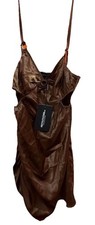 🔥Pretty Little Thing Chocolate Satin Ring Cut Out Bodycon Dress, Size 10, B19