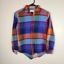OLD NAVY Juniors XL 14/16 Button Up Shirt Plaid Flannel Multicolor Long Sleeves