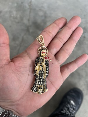 Santa Muerte, Holy Death, Grim Reaper 18k Gold Plated with 22 inch 