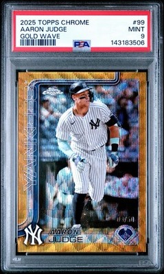 2025 Topps Chrome Aaron Judge Gold Wave PSA 9 Mint Yankees MVP /50