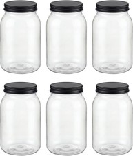 Frascos de plástico transparente de 32 oz con tapas paquete de 6 frascos grandes de plástico para albañil con tapas 32 oz