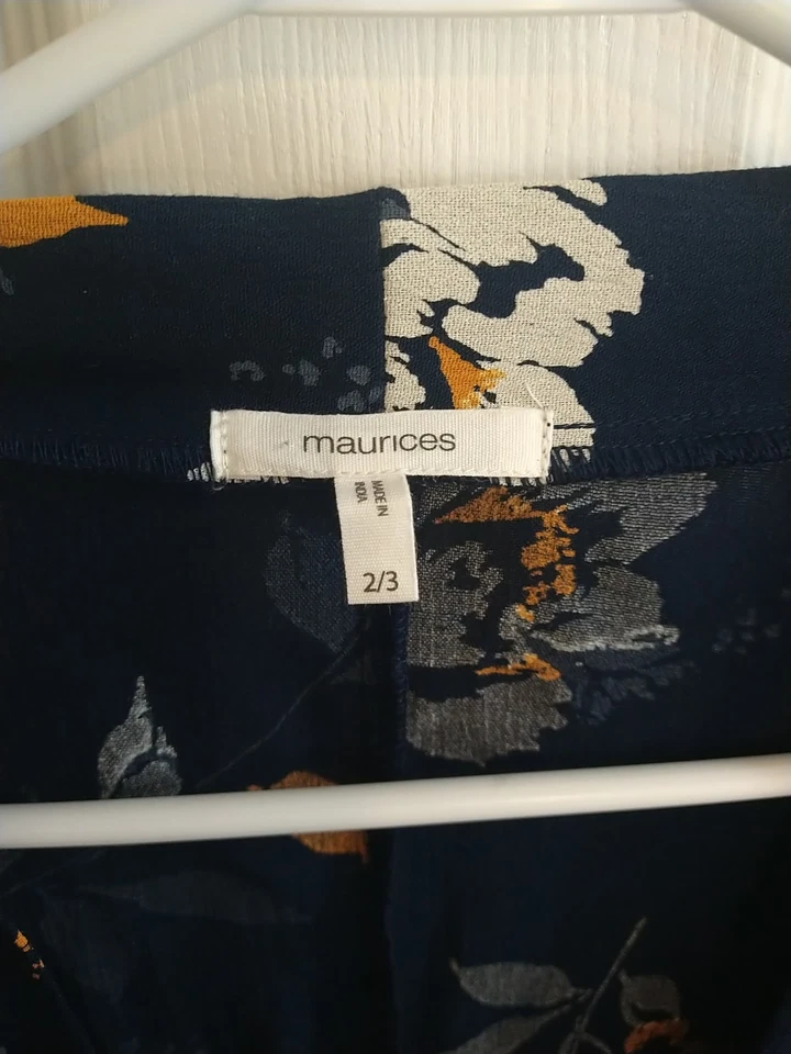 Suéter Maurices Para Mujer Talla Grande 2/3 Azul Marino, Floral, Kimono Corbata Cintura Transparente Foto 2 de 4