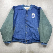 Vintage Teamsters Jacket Mens 2XL Denim Bomber International Brotherhood Snap