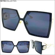 Oversize Exaggerated Vintage Retro Style SUNGLASSES Large Square Frame Dark Lens