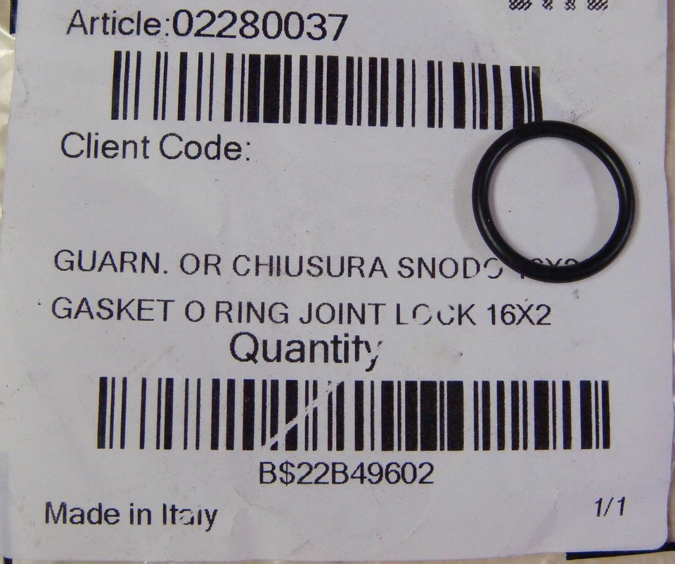 New Genuine Simonelli Gasket O-Ring Joint Lock 16x2 02280037
