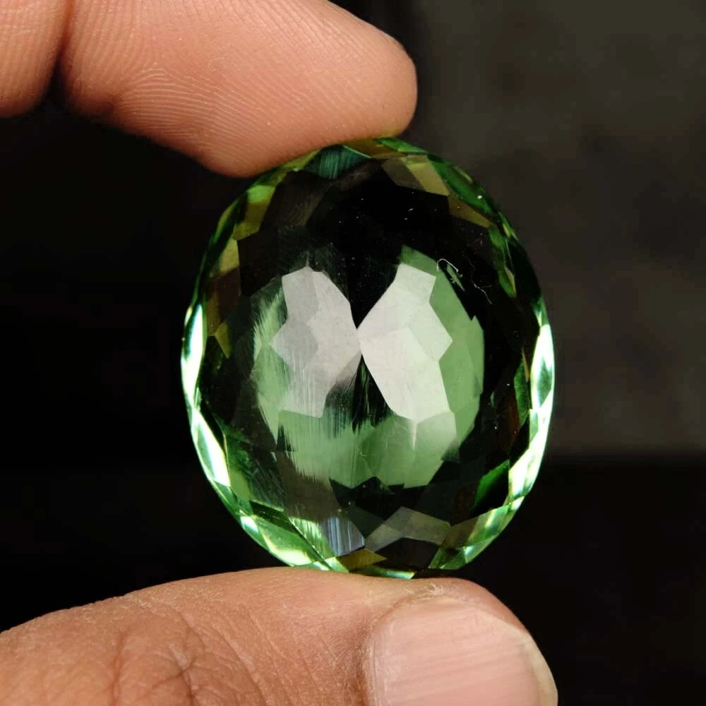 Loose Green Amethyst 84.25 Ct. Faceted Oval Cut Gemstone February Birthstone