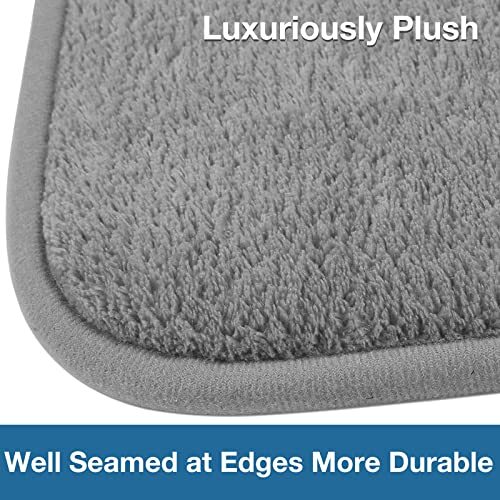 Grey Bath Mat Runner Long Narrow Bathroom Rug Memory Foam Microfiber ...