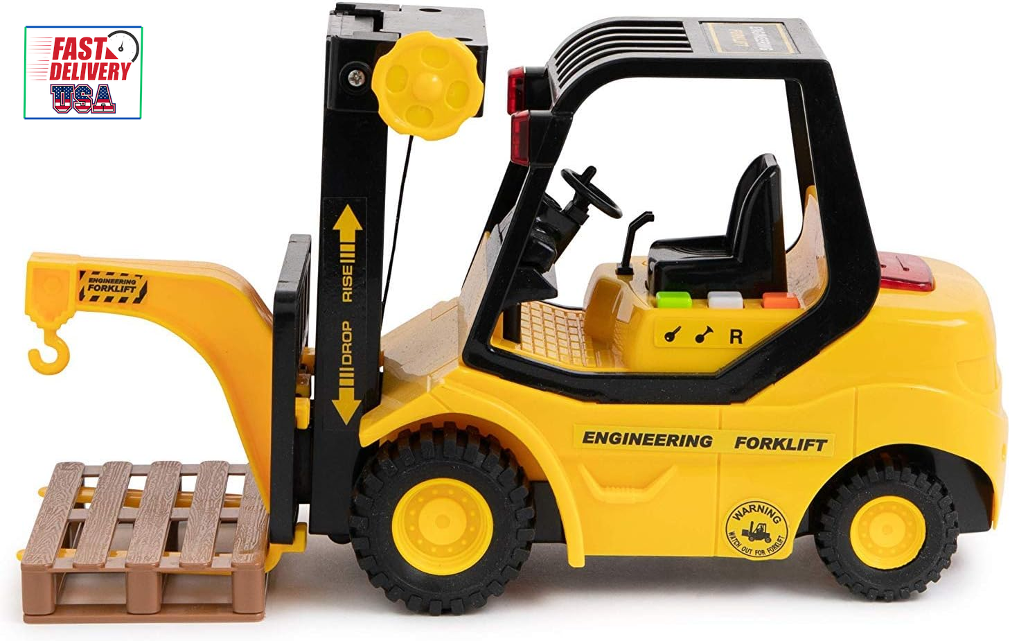 Forklift Truck with Pallet & Cargo – Friction Powered Wheels & Manual Lifting Co