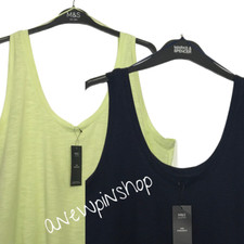 M&S Ladies Top Navy Blue OR Pale Green Marl Cotton Rich Tshirt BNWT Marks  