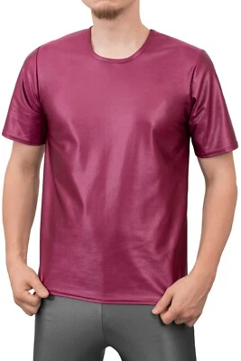 Herren Wetlook T-Shirt Comfort-Fit kurze Ärmel elastisch hauteng stretch shiny - Bild 1 von 2