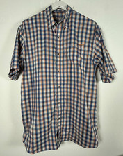 Ariat Tek Heat Series Men's Button Down Shirt Short Sleeve Plaid Blue Large