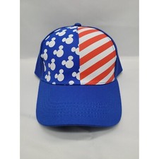 Disney Mickey Mouse Hat Cap OSFM Adult American Flag Red White Blue Snapback