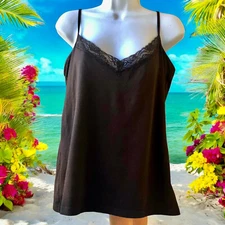 a.n.a. A New Approach Brown Cami Lace Trim Adjustable Straps Womens  XL