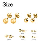 2PC Women 9ct Gold Plate Pair Ball Round Ear Studs Earrings Piercing 3/4/5/6/8mm