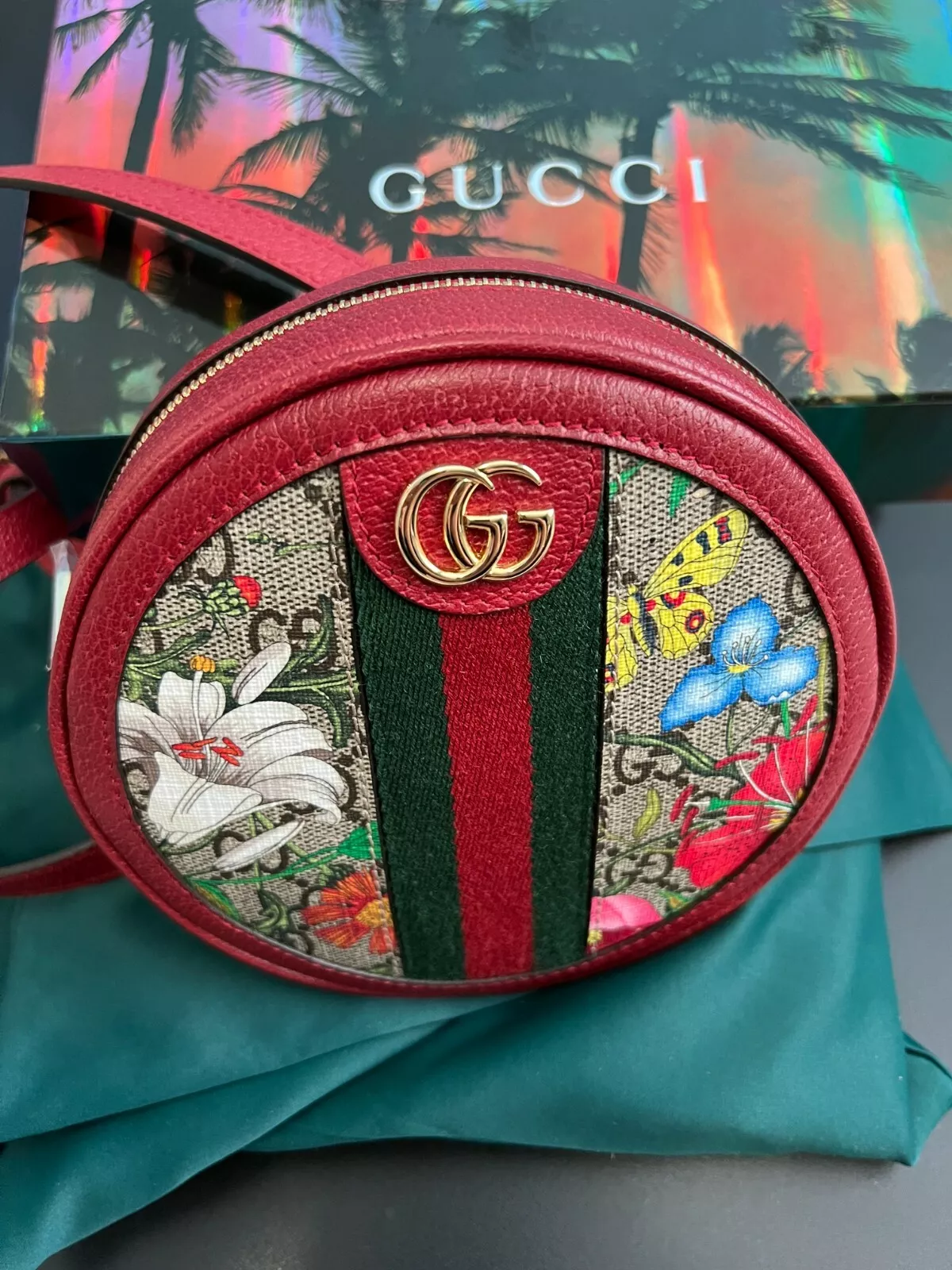 NEUF sac à dos en toile suprême Gucci Ophidia Flora rouge GG 598661