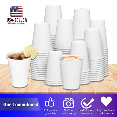1000 Pack Disposable Paper Coffee Cups White Hot Drinking Paper Cups Leak-Proof
