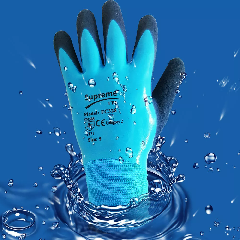 10 x Gants de travail humides imperméables à poignée entièrement enduite de latex extra forts jardinage 