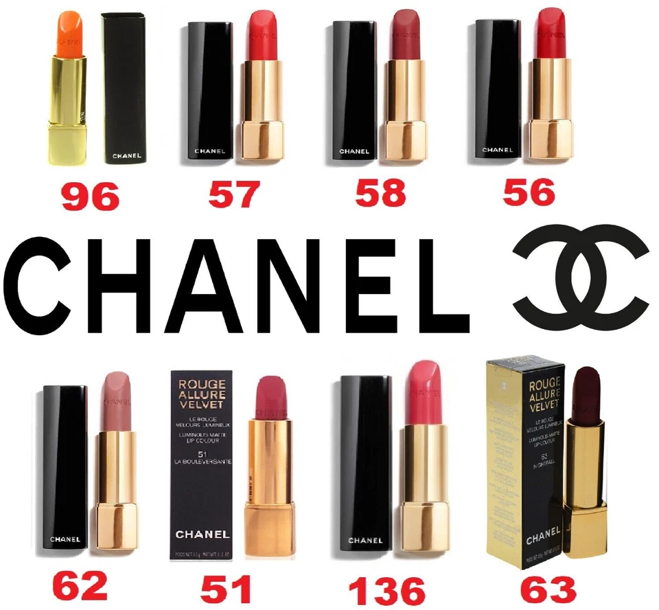 Chanel Rouge Allure Velvet Liminous Lipstick 51, 56, 57, 58, 62, 63, 96, 99, 136