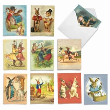 10 Assorted All Occasion Blank Note Cards - FUNNY BUNNIES M2345OCB