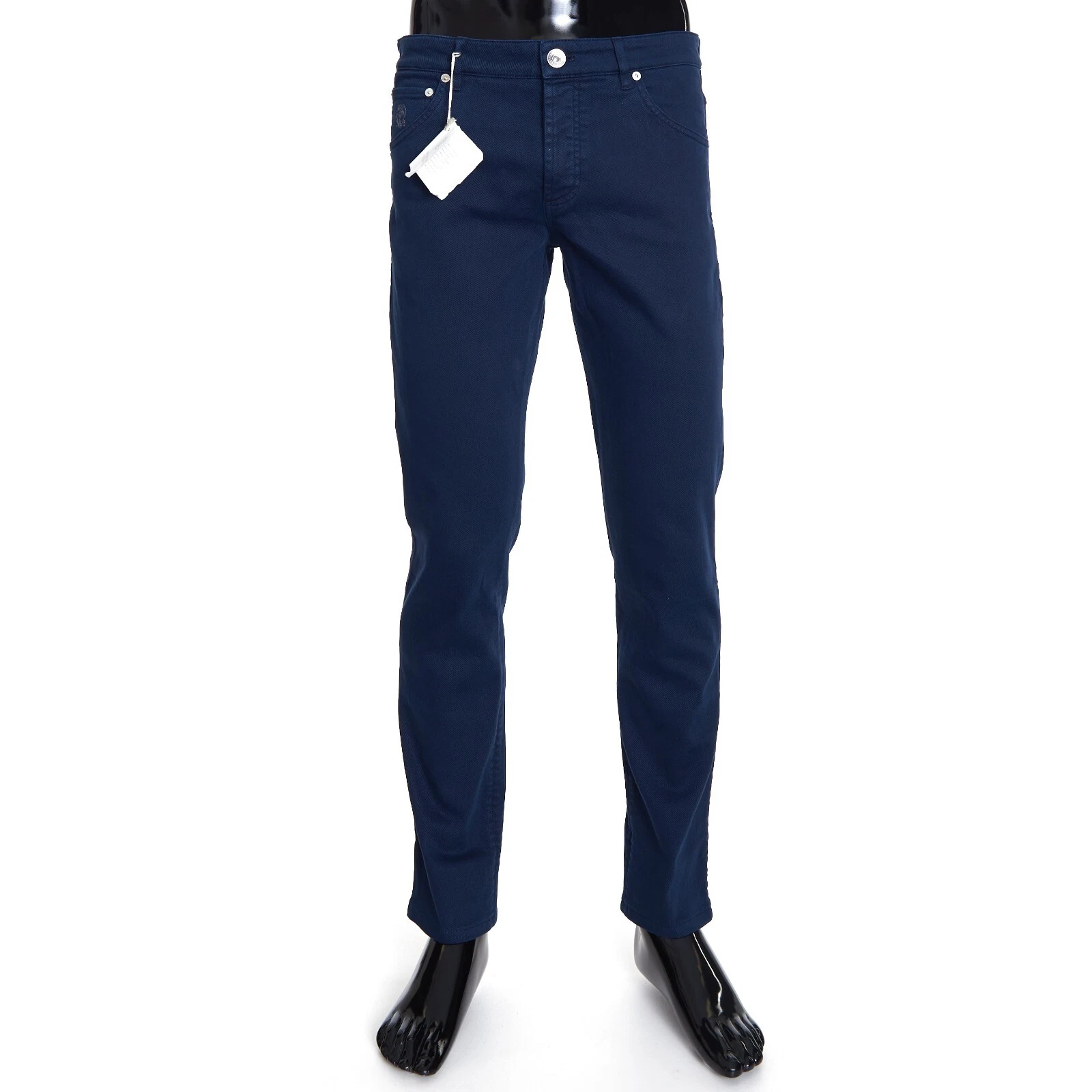 Brunello Cucinelli — BRUNELLO CUCINELLI 695$ Navy Blue Stretch Denim Trousers - Slim Fit, Five-Pocket