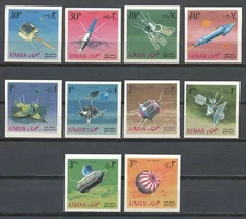 AJMAN 1968 - SPACE RESEARCH - SATELITES - EARLY BIRD, D 1, LUNA 9, EXPLORER Hk67